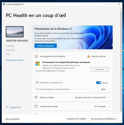 vérifier l'état de mon pc.